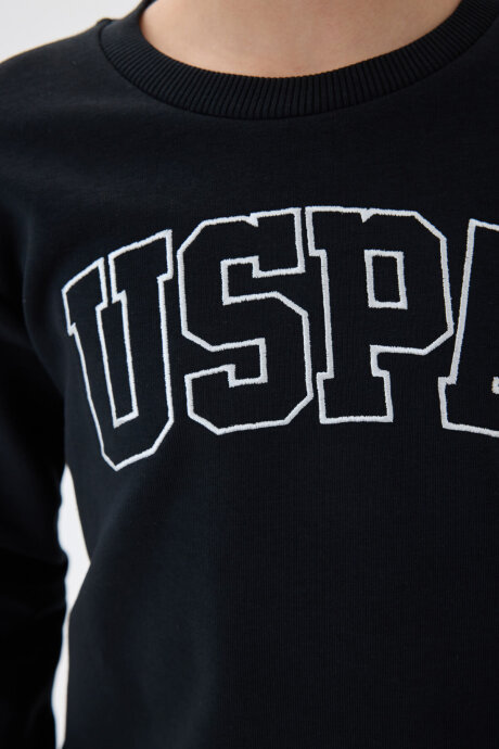 U.S. Polo Assn. Erkek Çocuk Pamuklu Bisiklet Yaka Nakışlı Kışlık Regular Fit Siyah Eşofman Takımı US1583-C-V1 - 3
