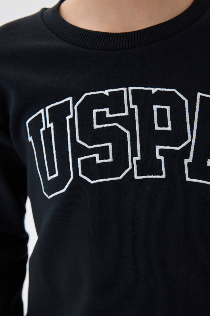 U.S. Polo Assn. Erkek Çocuk Pamuklu Bisiklet Yaka Nakışlı Kışlık Regular Fit Siyah Eşofman Takımı US1583-C-V1 - 3
