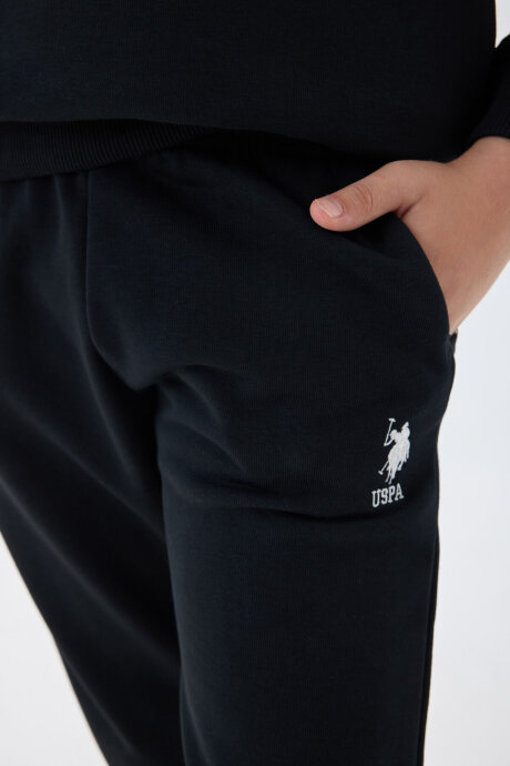 U.S. Polo Assn. Erkek Çocuk Pamuklu Bisiklet Yaka Nakışlı Kışlık Regular Fit Siyah Eşofman Takımı US1583-C-V1 - 4