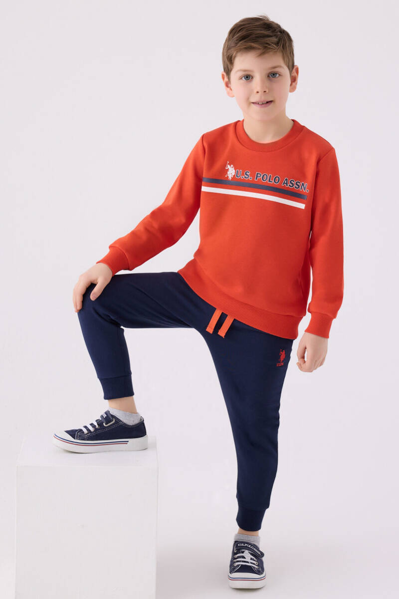 U.S. Polo Assn. Erkek Çocuk Bisiklet Yaka Empirme Baskılı Kışlık Regular Fit Turuncu Eşofman Takımı US1925-C-V2 - 3