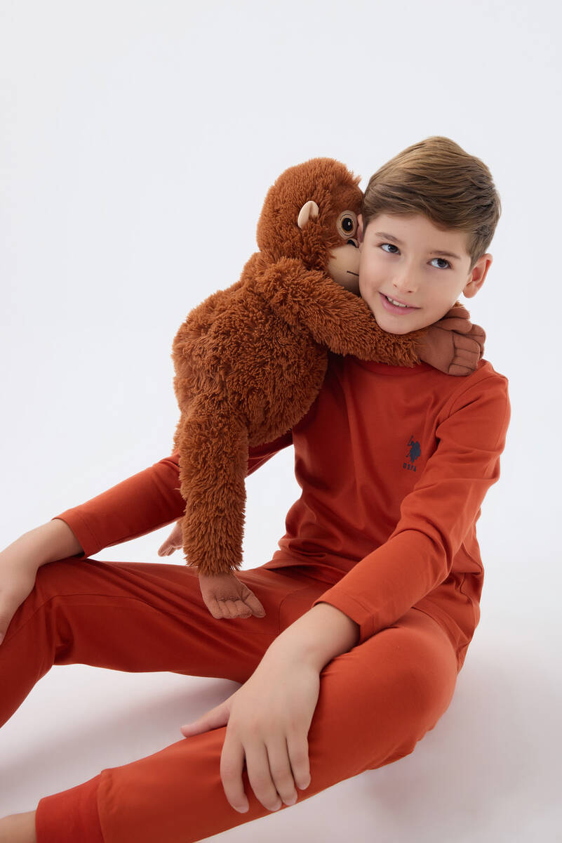 U.S. Polo Assn. Erkek Çocuk Turuncu Uzun Kol Pijama Takım