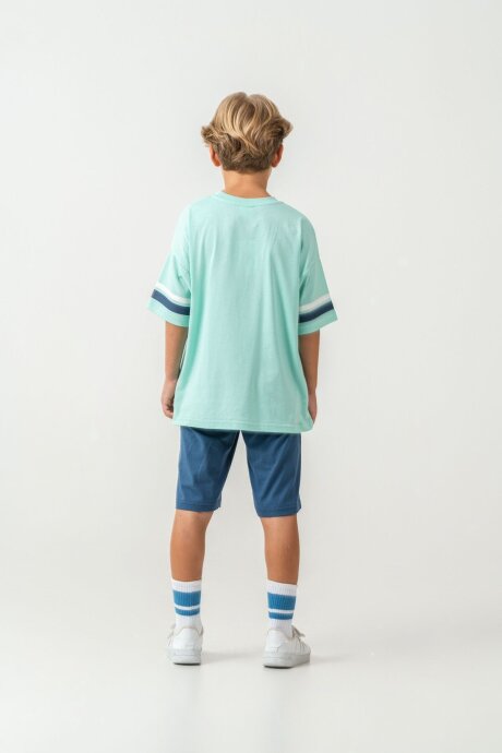 U.S. Polo Assn. Erkek Çocuk %100 Pamuk Bisiklet Yaka Nakışlı Yazlık Regular Fit Yeşil Bermuda Takım US2414-C-V2 - 4