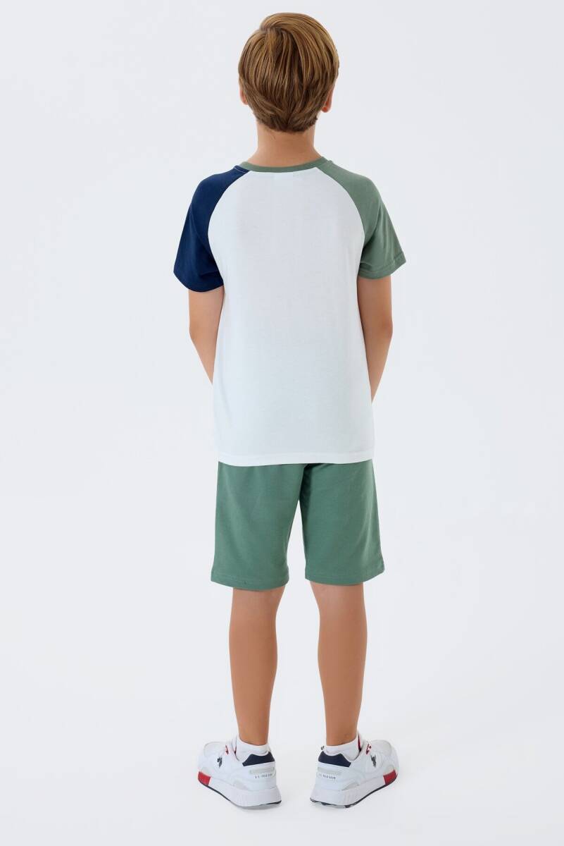 U.S. Polo Assn. Erkek Çocuk %100 Pamuk Bisiklet Yaka Nakışlı Yazlık Regular Fit Yeşil Bermuda Takım US2423-C-V2 - 4