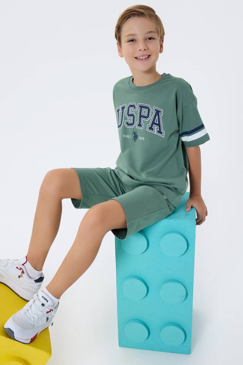 U.S. Polo Assn. Erkek Çocuk Yeşil Bermuda Takım