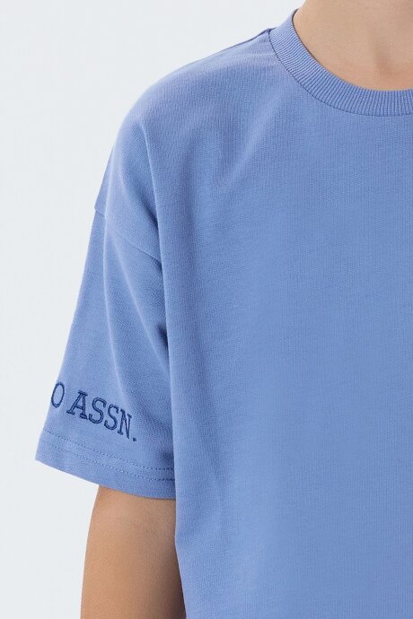 U.S. Polo Assn. Erkek Çocuk Bisiklet Yaka Nakışlı Yazlık Regular Fit Mavi Bermuda Takım US2435-C-V3 (1)