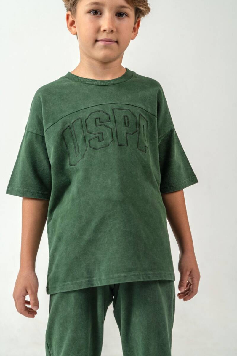 U.S. Polo Assn. Erkek Çocuk Bisiklet Yaka Nakışlı Yazlık Regular Fit Yeşil Eşofman Takımı US2437-C-V1 - 3