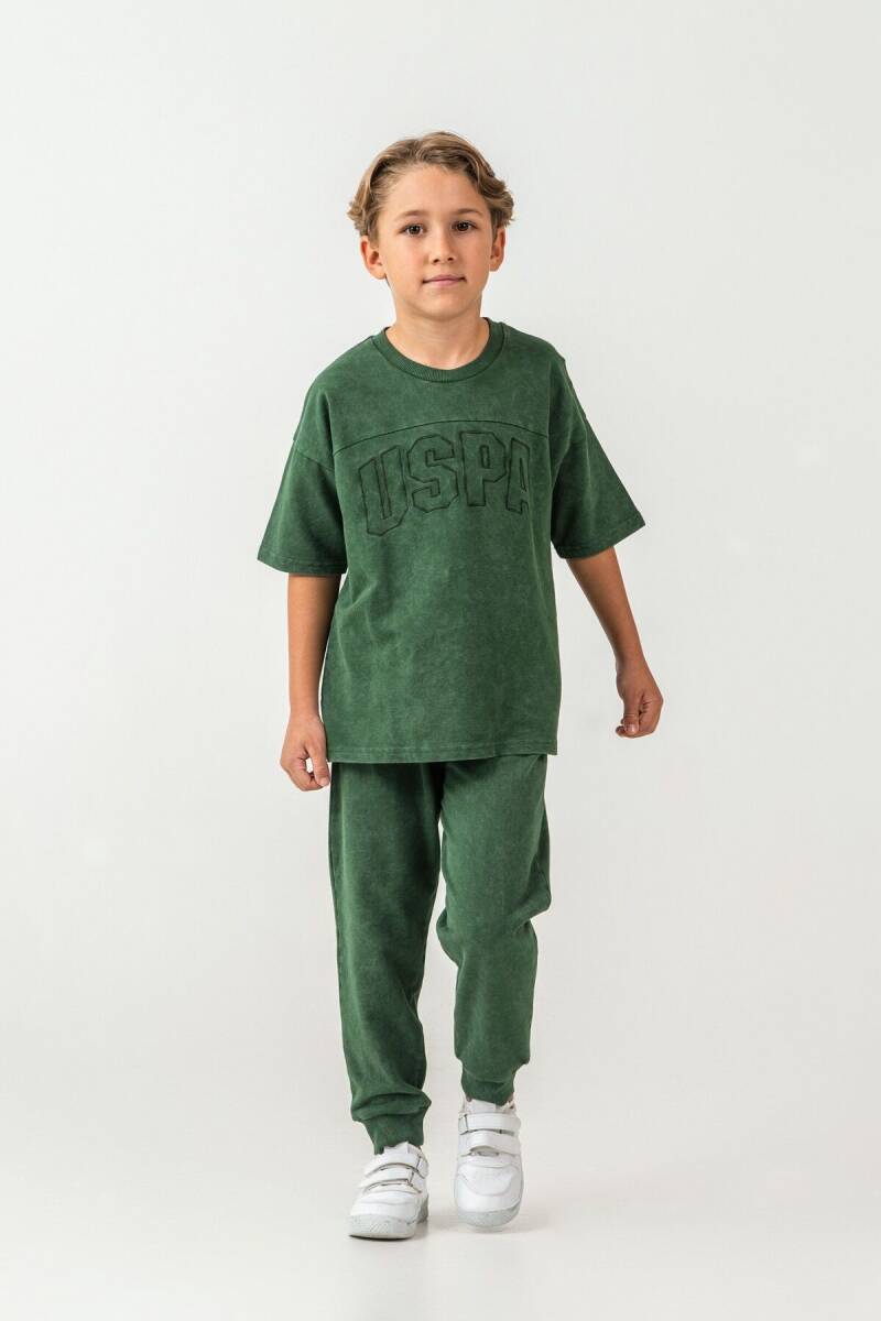 U.S. Polo Assn. Erkek Çocuk Bisiklet Yaka Nakışlı Yazlık Regular Fit Yeşil Eşofman Takımı US2437-C-V1 - 5