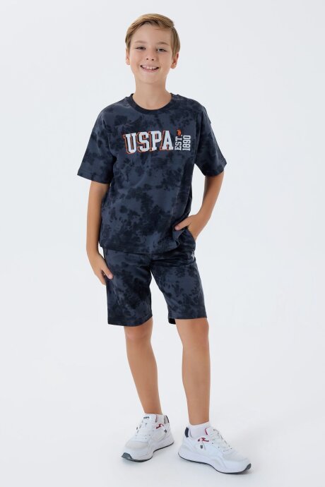 U.S. Polo Assn. Erkek Çocuk Bisiklet Yaka Nakışlı Yazlık Regular Fit Gri Bermuda Takım US2438-C-V2 (1)