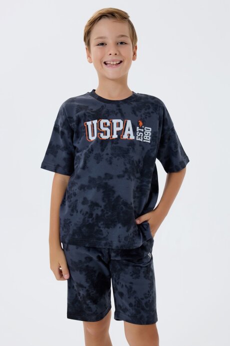 U.S. Polo Assn. Erkek Çocuk Bisiklet Yaka Nakışlı Yazlık Regular Fit Gri Bermuda Takım US2438-C-V2 - 5