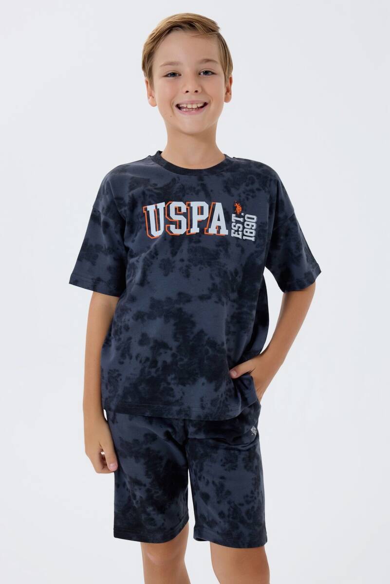 U.S. Polo Assn. Erkek Çocuk Bisiklet Yaka Nakışlı Yazlık Regular Fit Gri Bermuda Takım US2438-C-V2 - 5