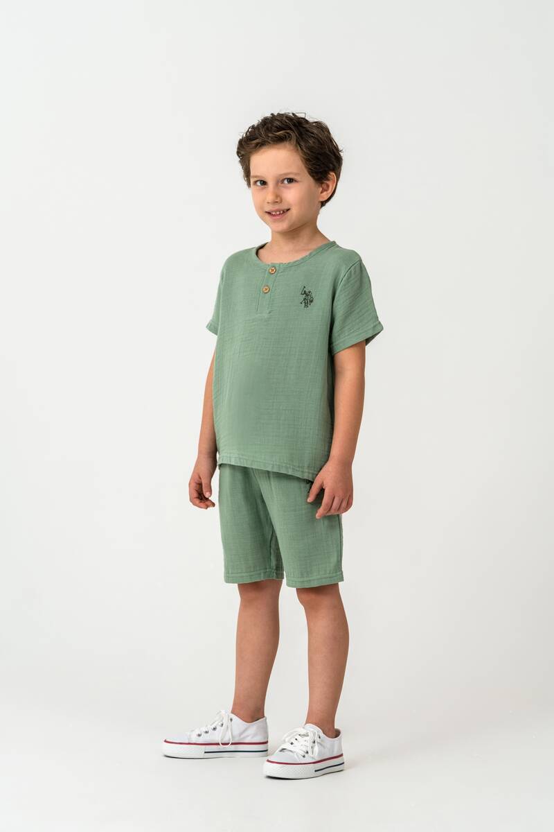 U.S. Polo Assn. Erkek Çocuk Yeşil Bermuda Takım