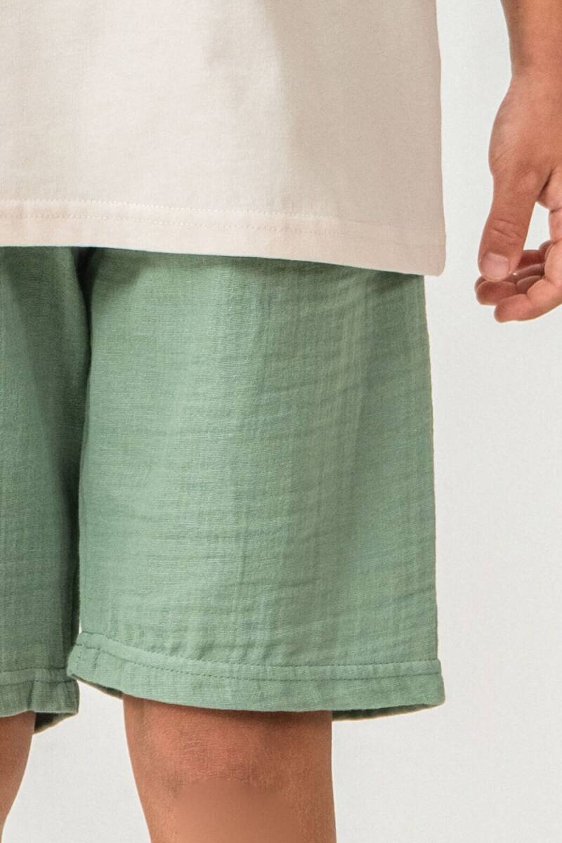U.S. Polo Assn. Erkek Çocuk %100 Pamuk Bisiklet Yaka Nakışlı Yazlık Regular Fit Yeşil Bermuda Takım US2440-C-V1 - 3