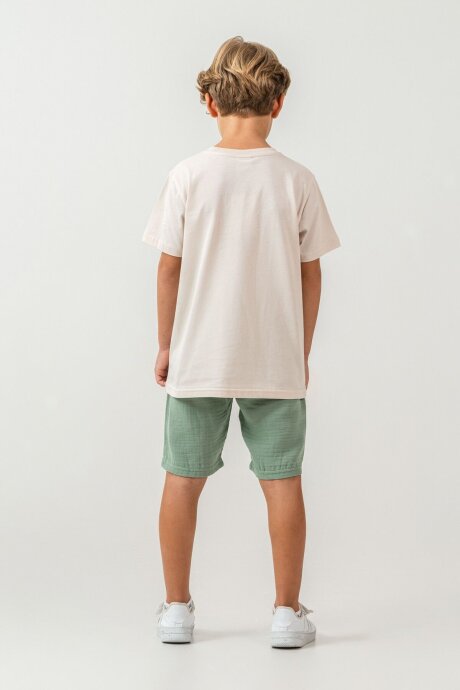 U.S. Polo Assn. Erkek Çocuk %100 Pamuk Bisiklet Yaka Nakışlı Yazlık Regular Fit Yeşil Bermuda Takım US2440-C-V1 - 4