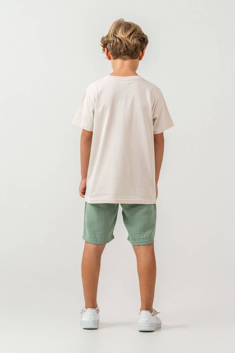 U.S. Polo Assn. Erkek Çocuk %100 Pamuk Bisiklet Yaka Nakışlı Yazlık Regular Fit Yeşil Bermuda Takım US2440-C-V1 - 4