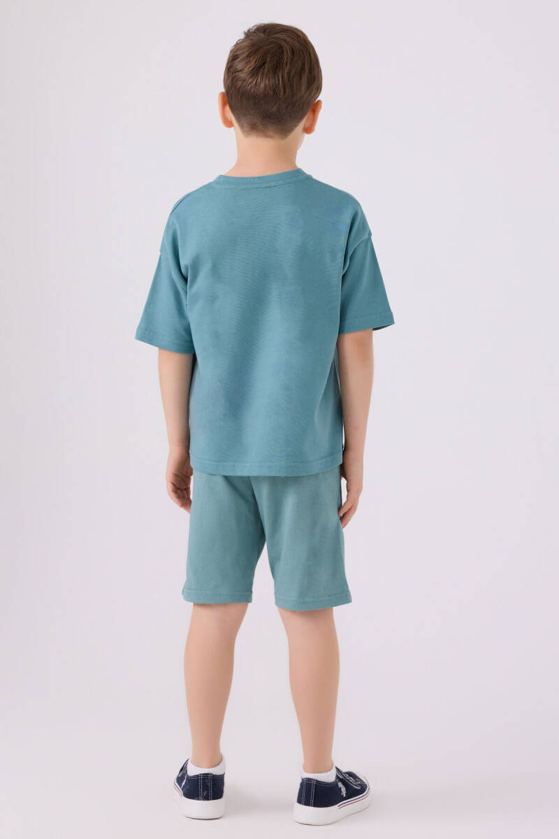 U.S. Polo Assn. Erkek Çocuk Pamuklu Bisiklet Yaka Sargı Nakışlı Yazlık Regular Fit Mavi Bermuda Takım US1779-C-V14 - 5