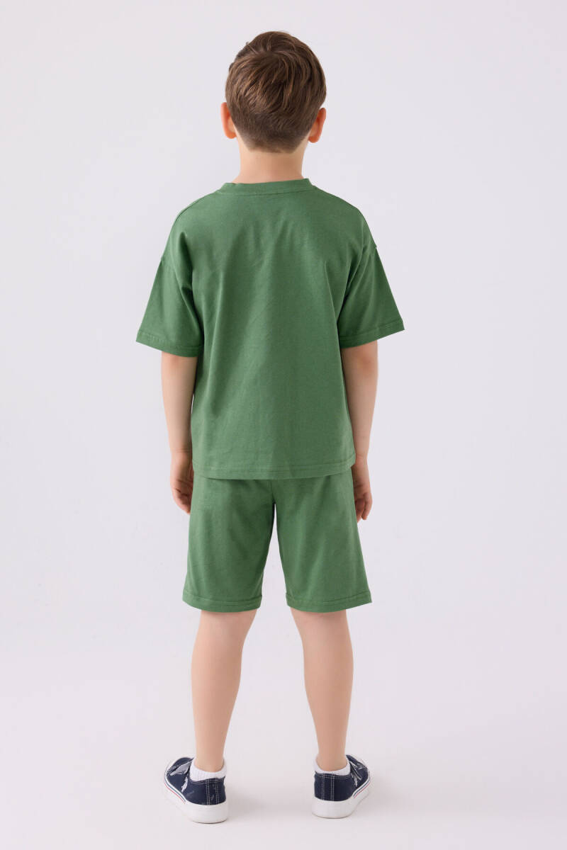 U.S. Polo Assn. Erkek Çocuk Pamuklu Bisiklet Yaka Sargı Nakışlı Yazlık Regular Fit Yeşil Bermuda Takım US1779-C-V6 - 5