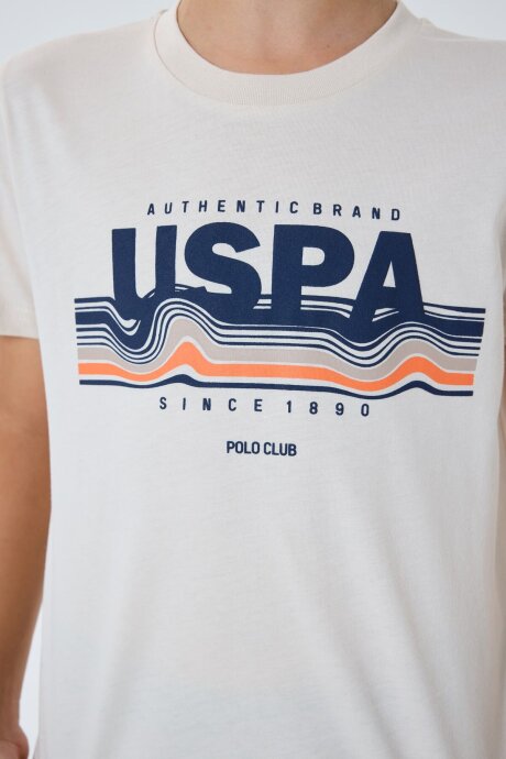 U.S. Polo Assn. Erkek Çocuk Bisiklet Yaka Nakışlı Yazlık Regular Fit Krem Pijama Takımı US2422-C-V1 (1)