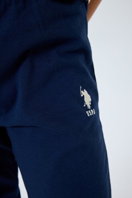 U.S. Polo Assn. Erkek Çocuk %100 Pamuk Bisiklet Yaka Nakışlı Yazlık Regular Fit Krem Pijama Takımı US2422-C-V1 - 3