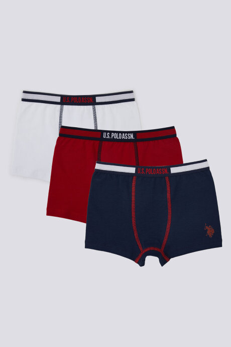 U.S. Polo Assn. Erkek Çocuk Pamuklu Pigment Baskılı Kışlık Regular Fit Beyaz Boxer US1377-C-V1