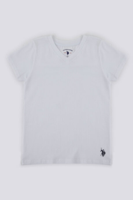 U.S. Polo Assn. Erkek Çocuk Pamuklu Bisiklet Yaka Pigment Baskılı Kışlık Regular Fit Beyaz İç Giyim US1381-C-V1
