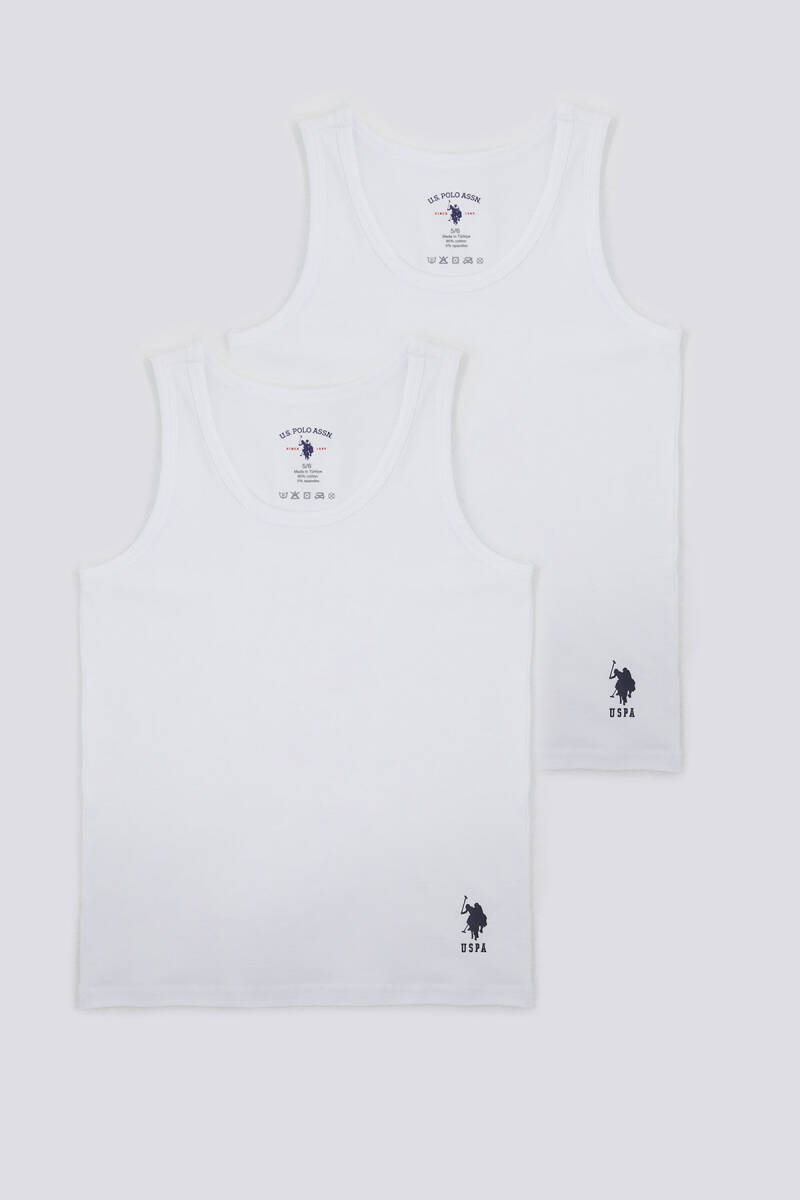 U.S. Polo Assn. Erkek Çocuk Pamuklu Bisiklet Yaka Pigment Baskılı Kışlık Regular Fit Beyaz İç Giyim US1384-C-V1 - 1
