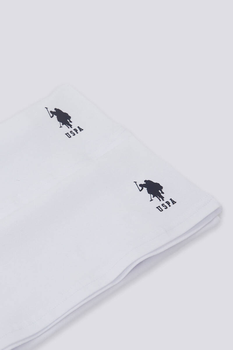 U.S. Polo Assn. Erkek Çocuk Pamuklu Bisiklet Yaka Pigment Baskılı Kışlık Regular Fit Beyaz İç Giyim US1384-C-V1 - 2