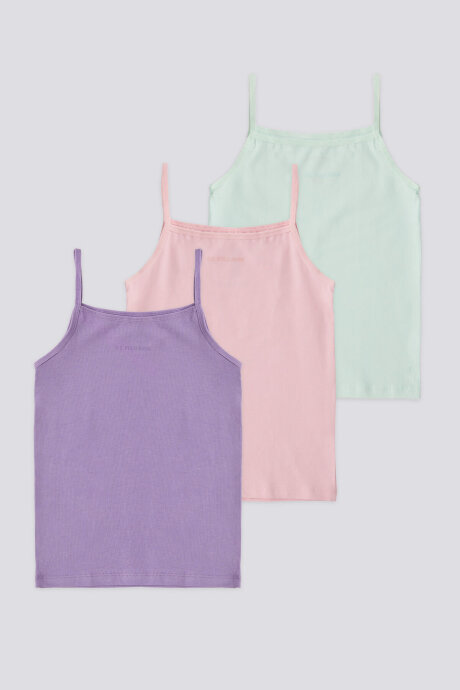U.S. Polo Assn. Kız Çocuk Düz Yaka Pigment Baskılı Yazlık Regular Fit Yeşil Atlet US1680-C-V1