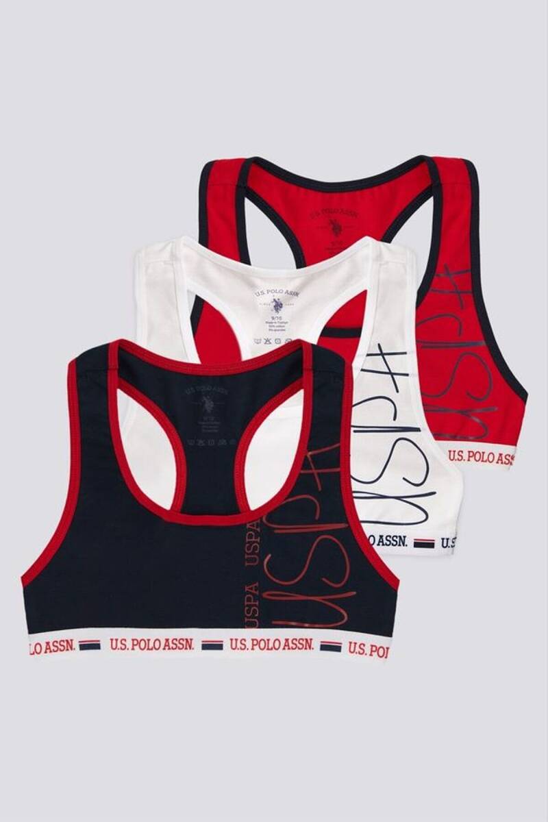 U.S. Polo Assn. Kız Çocuk Pamuklu Bisiklet Yaka Pigment Baskılı Yazlık Regular Fit Beyaz Boxer US1681-C-V1 - 1