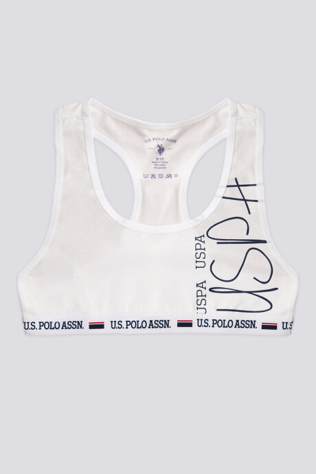 U.S. Polo Assn. Kız Çocuk Pamuklu Bisiklet Yaka Pigment Baskılı Yazlık Regular Fit Beyaz Boxer US1681-C-V1 - 6