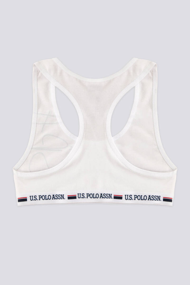 U.S. Polo Assn. Kız Çocuk Pamuklu Bisiklet Yaka Pigment Baskılı Yazlık Regular Fit Beyaz Boxer US1681-C-V1 - 7