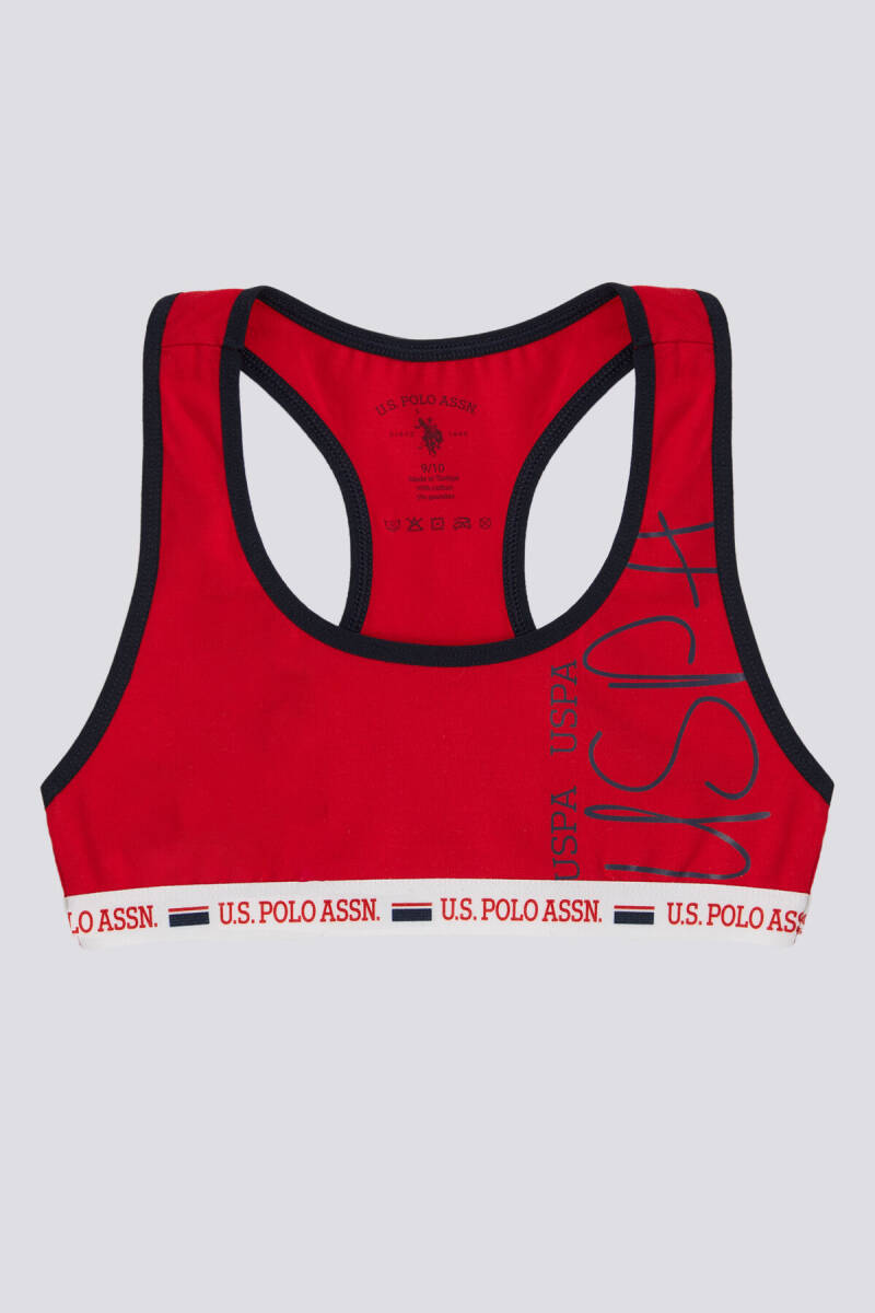 U.S. Polo Assn. Kız Çocuk Pamuklu Bisiklet Yaka Pigment Baskılı Yazlık Regular Fit Beyaz Boxer US1681-C-V1 - 4