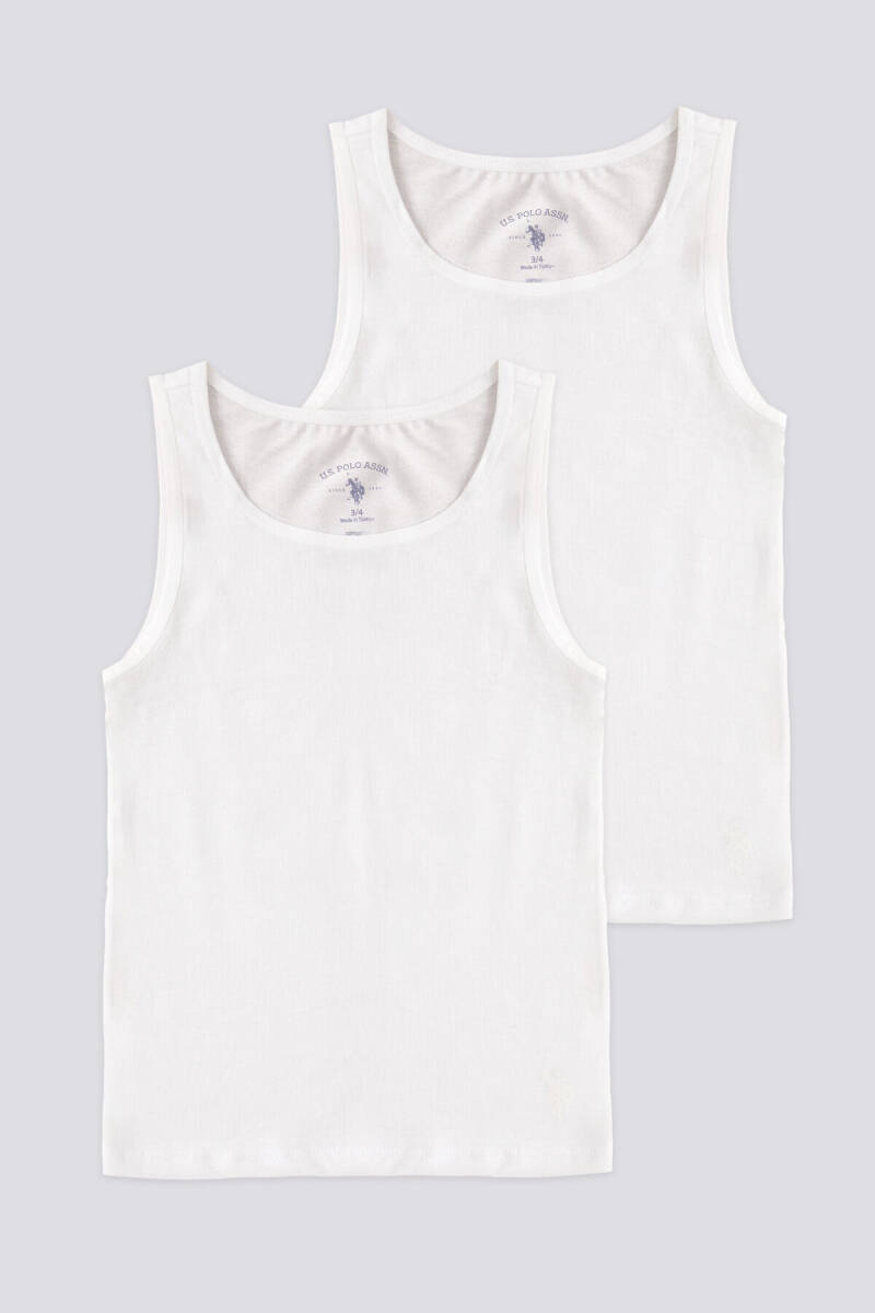 U.S. Polo Assn. Kız Çocuk Bisiklet Yaka Pigment Baskılı Yazlık Regular Fit Beyaz Fanila US1673-C-V1 - 1
