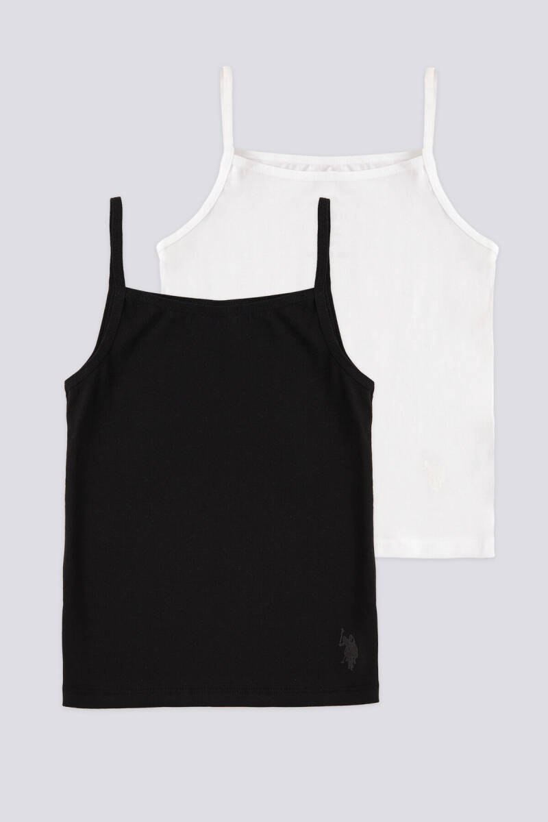 U.S. Polo Assn. Kız Çocuk Düz Yaka Pigment Baskılı Yazlık Regular Fit Siyah Fanila US1672-C-V1 - 1