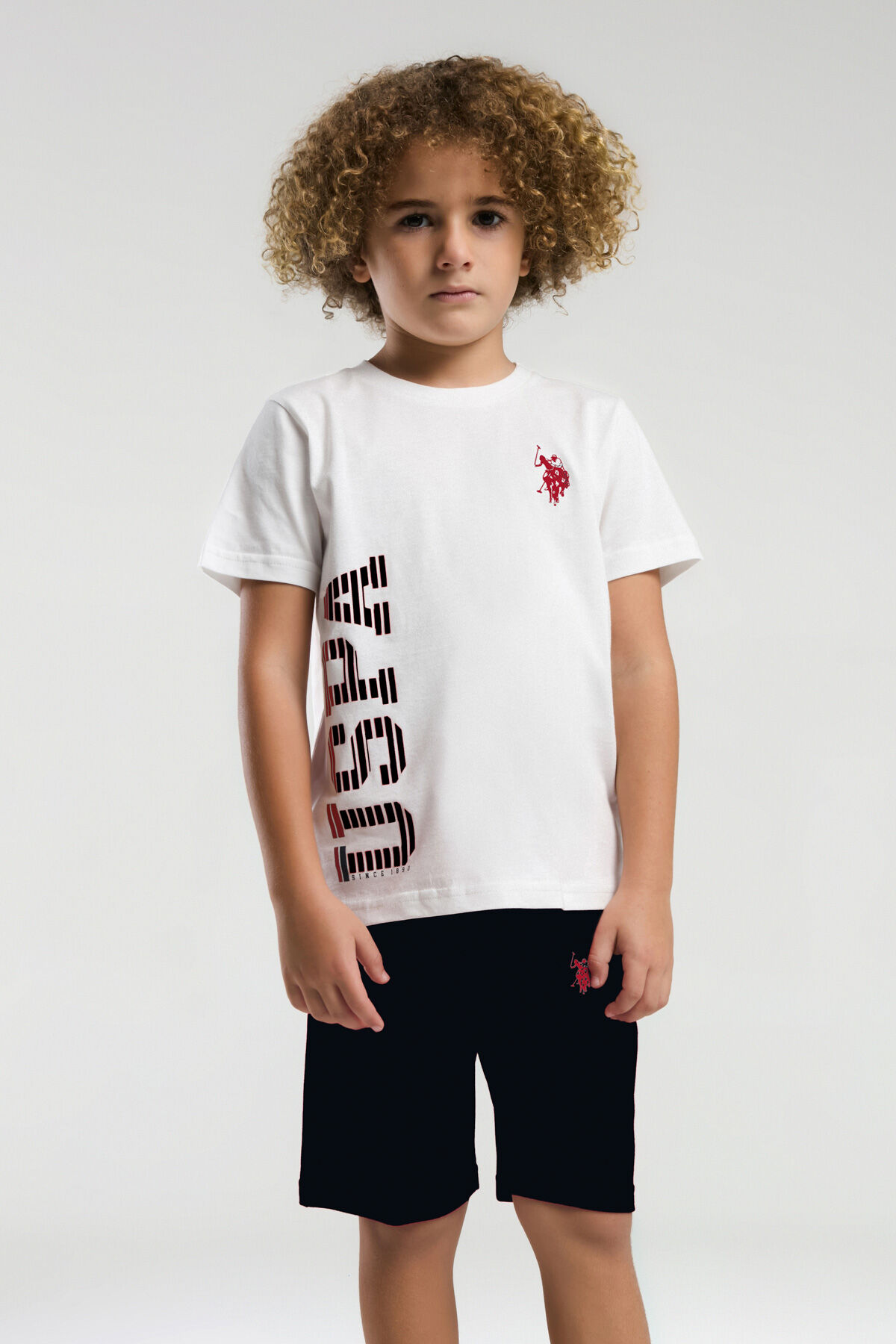 U.S. Polo Assn Erkek Çocuk Beyaz Bermuda Takım