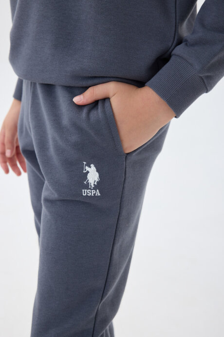 U.S. Polo Assn. Erkek Çocuk Pamuklu Bisiklet Yaka Nakışlı Kışlık Regular Fit Gri Eşofman Takımı US1583-C-V3 - 3