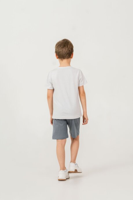 U.S. Polo Assn. Erkek Çocuk Pamuklu Bisiklet Yaka Baskılı Yazlık Regular Fit Gri Bermuda Takım US2472-C-V1 - 4
