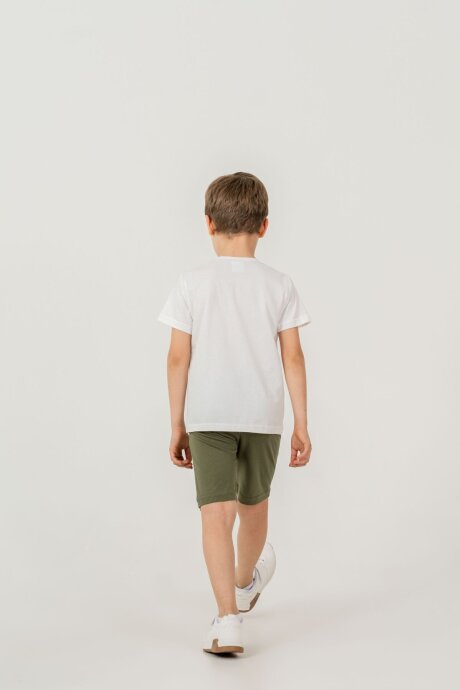 U.S. Polo Assn. Erkek Çocuk Bisiklet Yaka Baskılı Yazlık Regular Fit Haki Bermuda Takım US2473-C-V2