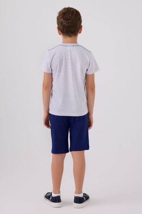 U.S. Polo Assn. Erkek Çocuk Pamuklu Bisiklet Yaka Pigment Baskılı Yazlık Regular Fit Gri Bermuda Takım US818-C-V4 - 5