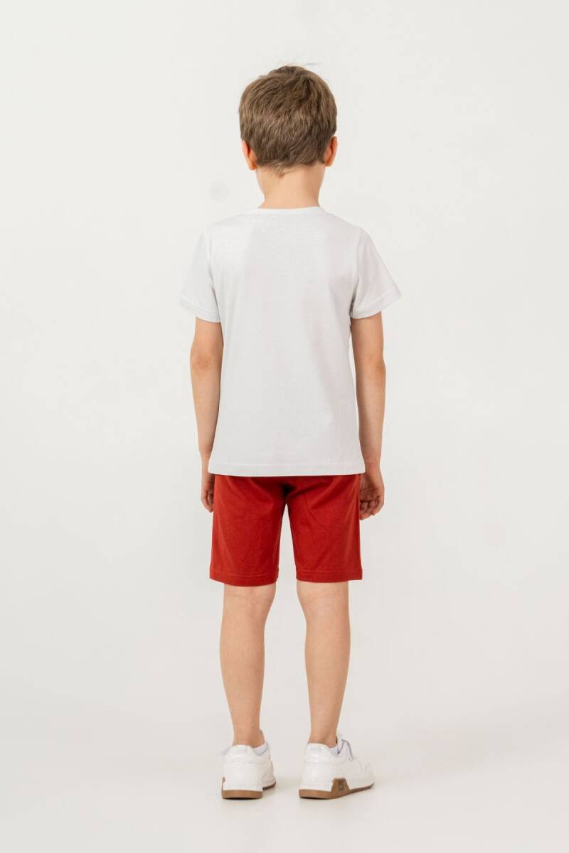 U.S. Polo Assn. Erkek Çocuk Pamuklu Bisiklet Yaka Baskılı Yazlık Regular Fit Kırmızı Bermuda Takım US2473-C-V1 - 5