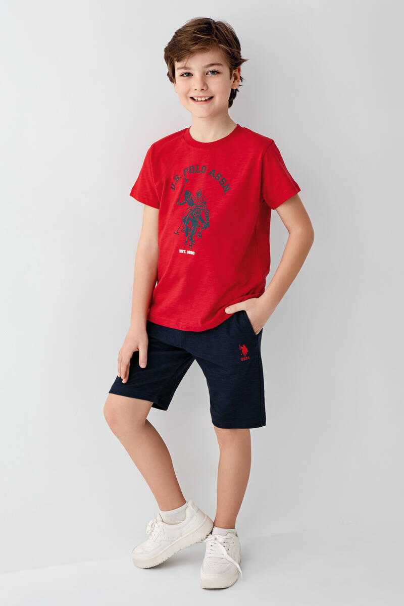 U.S. Polo Assn Erkek Çocuk Kırmızı Bermuda Takım