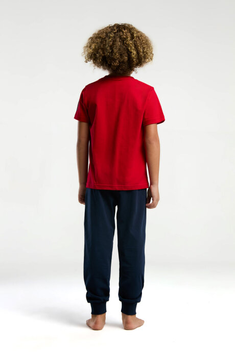 U.S. Polo Assn. Erkek Çocuk Pamuklu Bisiklet Yaka Pigment Baskılı Yazlık Regular Fit Kırmızı Pijama Takımı US2013-C-V1 - 5