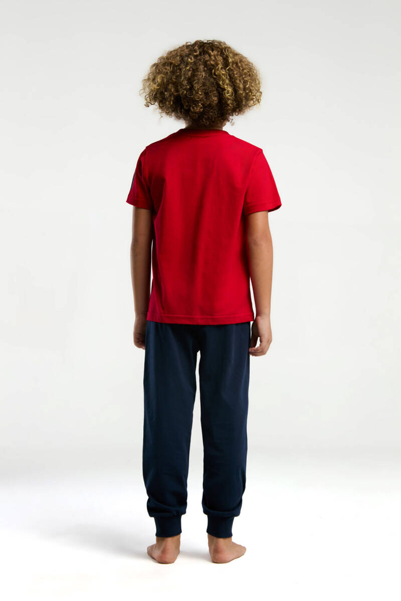 U.S. Polo Assn. Erkek Çocuk Pamuklu Bisiklet Yaka Pigment Baskılı Yazlık Regular Fit Kırmızı Pijama Takımı US2013-C-V1 - 5