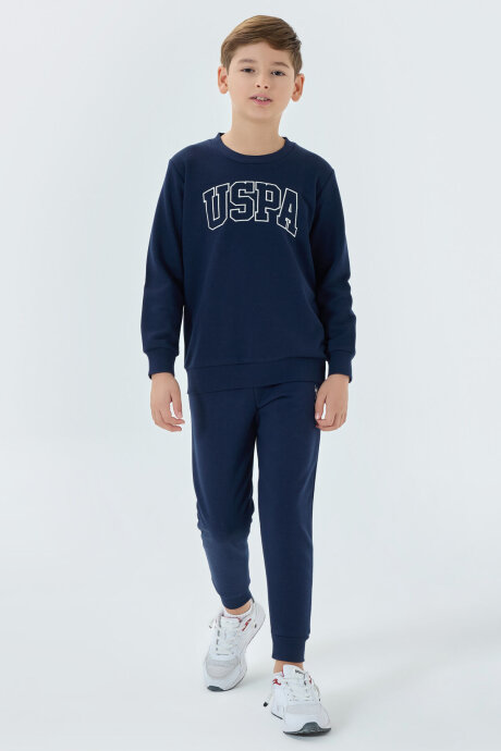 U.S. Polo Assn. Erkek Çocuk Pamuklu Bisiklet Yaka Nakışlı Kışlık Regular Fit Lacivert Eşofman Takımı US1583-C-V2