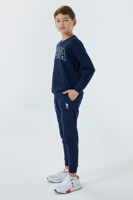 U.S. Polo Assn. Erkek Çocuk Pamuklu Bisiklet Yaka Nakışlı Kışlık Regular Fit Lacivert Eşofman Takımı US1583-C-V2 - 4