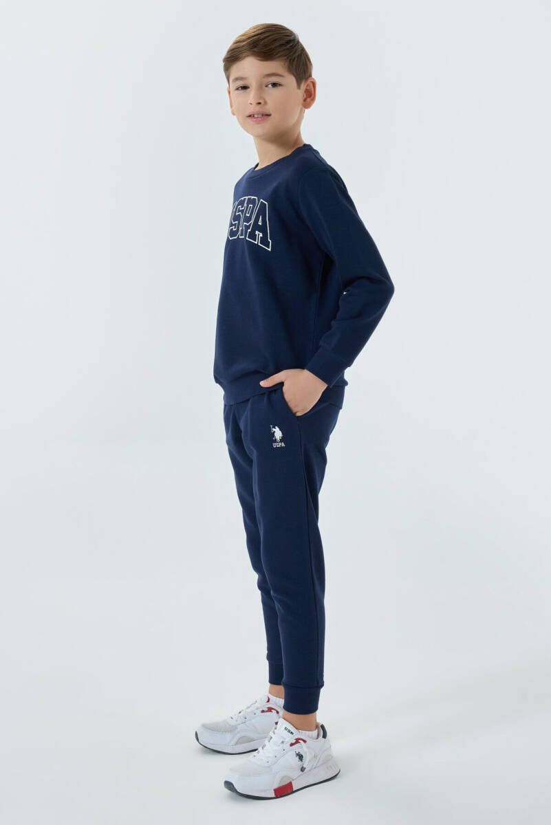 U.S. Polo Assn. Erkek Çocuk Pamuklu Bisiklet Yaka Nakışlı Kışlık Regular Fit Lacivert Eşofman Takımı US1583-C-V2 - 4