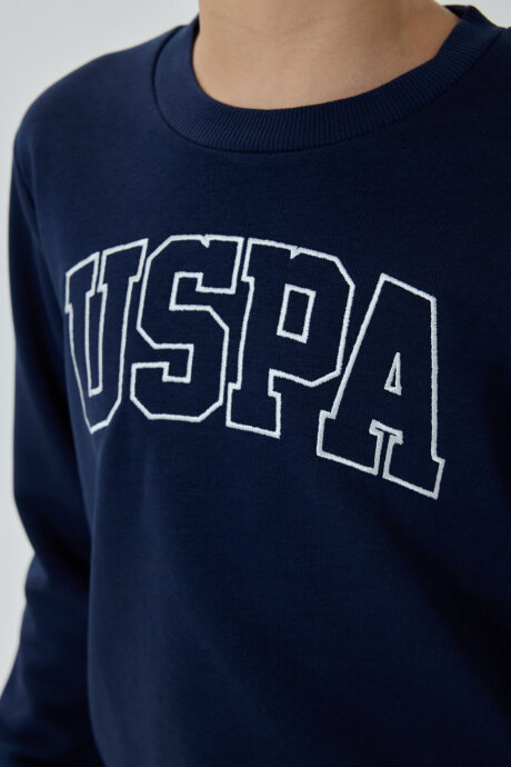 U.S. Polo Assn. Erkek Çocuk Pamuklu Bisiklet Yaka Nakışlı Kışlık Regular Fit Lacivert Eşofman Takımı US1583-C-V2 - 5