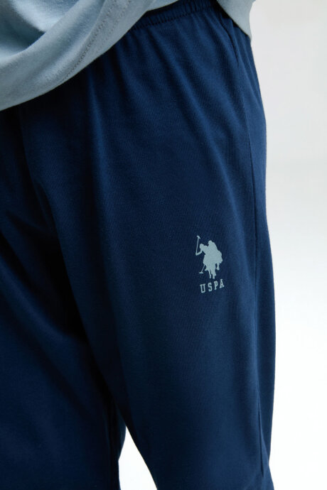 U.S. Polo Assn. Erkek Çocuk Pamuklu Bisiklet Yaka Pigment Baskılı Yazlık Regular Fit Mavi Pijama Takımı US2013-C-V2 - 4
