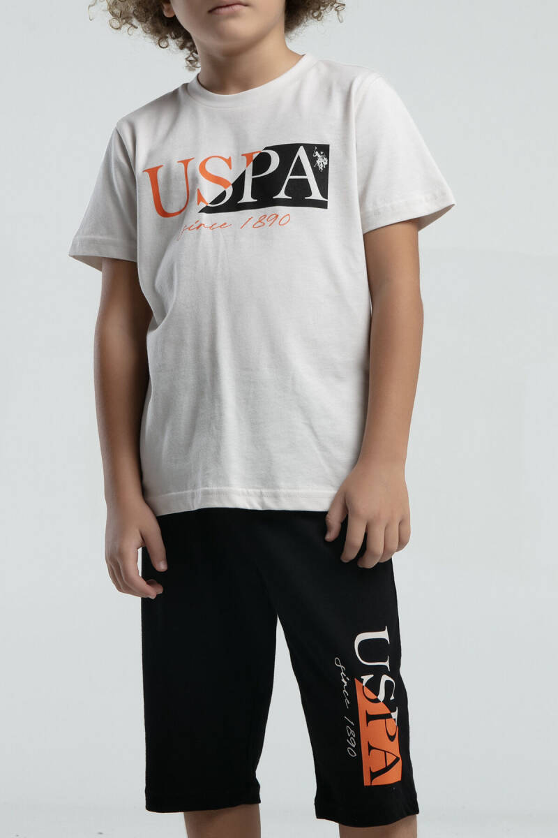 U.S. Polo Assn. Erkek Çocuk Bisiklet Yaka Pigment Baskılı Yazlık Regular Fit Krem Kapri Takım US2030-C-V1 - 3
