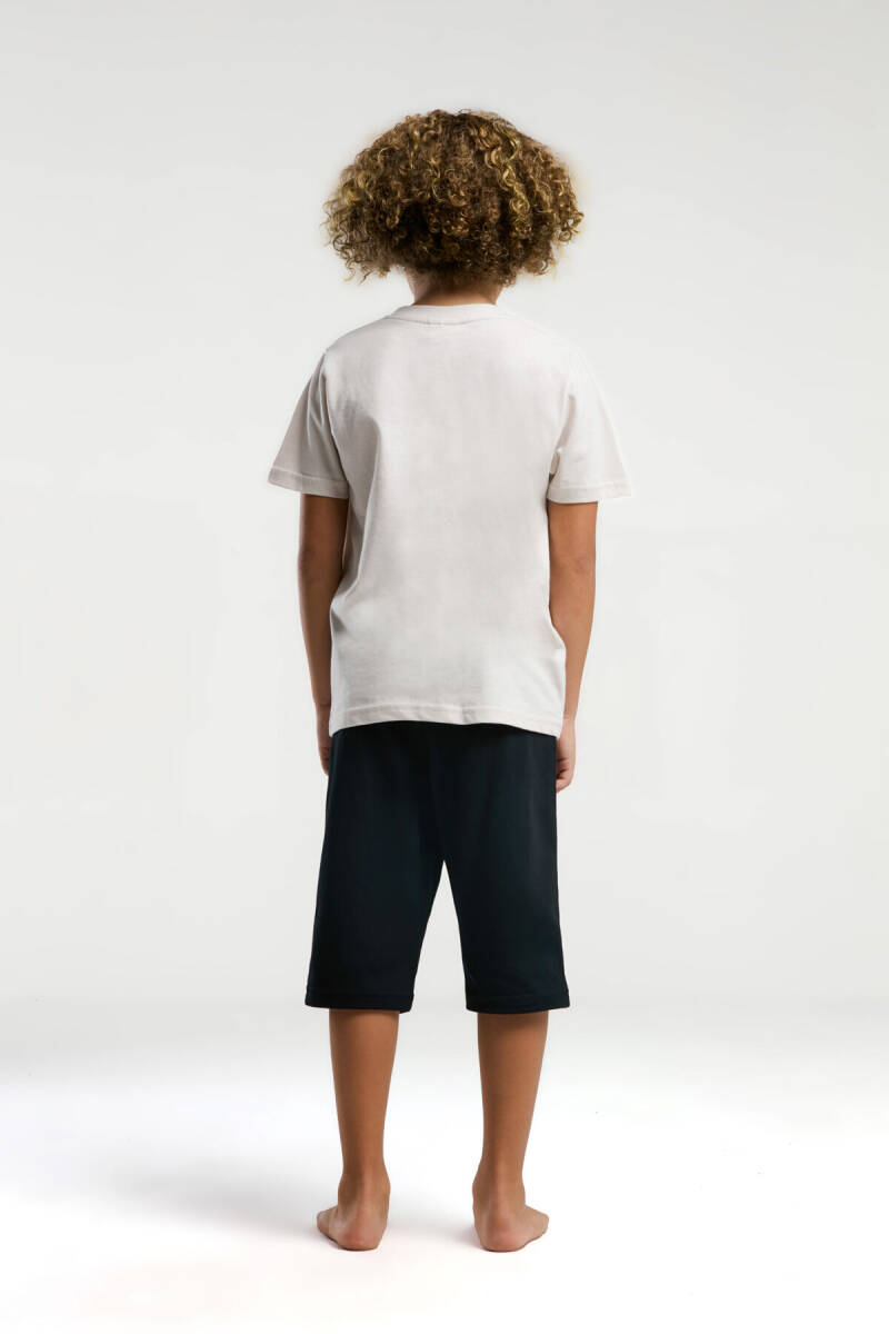 U.S. Polo Assn. Erkek Çocuk Bisiklet Yaka Pigment Baskılı Yazlık Regular Fit Krem Kapri Takım US2030-C-V1 - 4