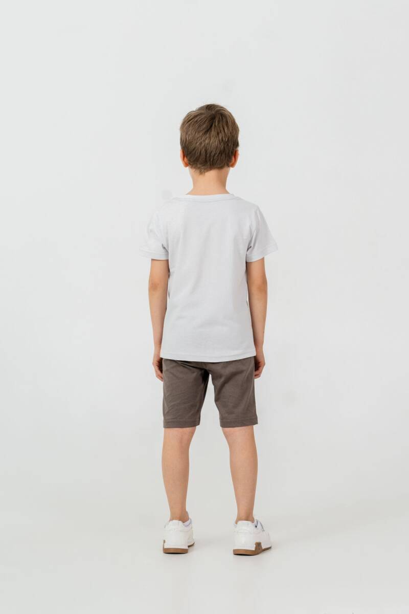 U.S. Polo Assn. Erkek Çocuk Pamuklu Bisiklet Yaka Baskılı Yazlık Regular Fit Krem Bermuda Takım US2472-C-V2 - 3
